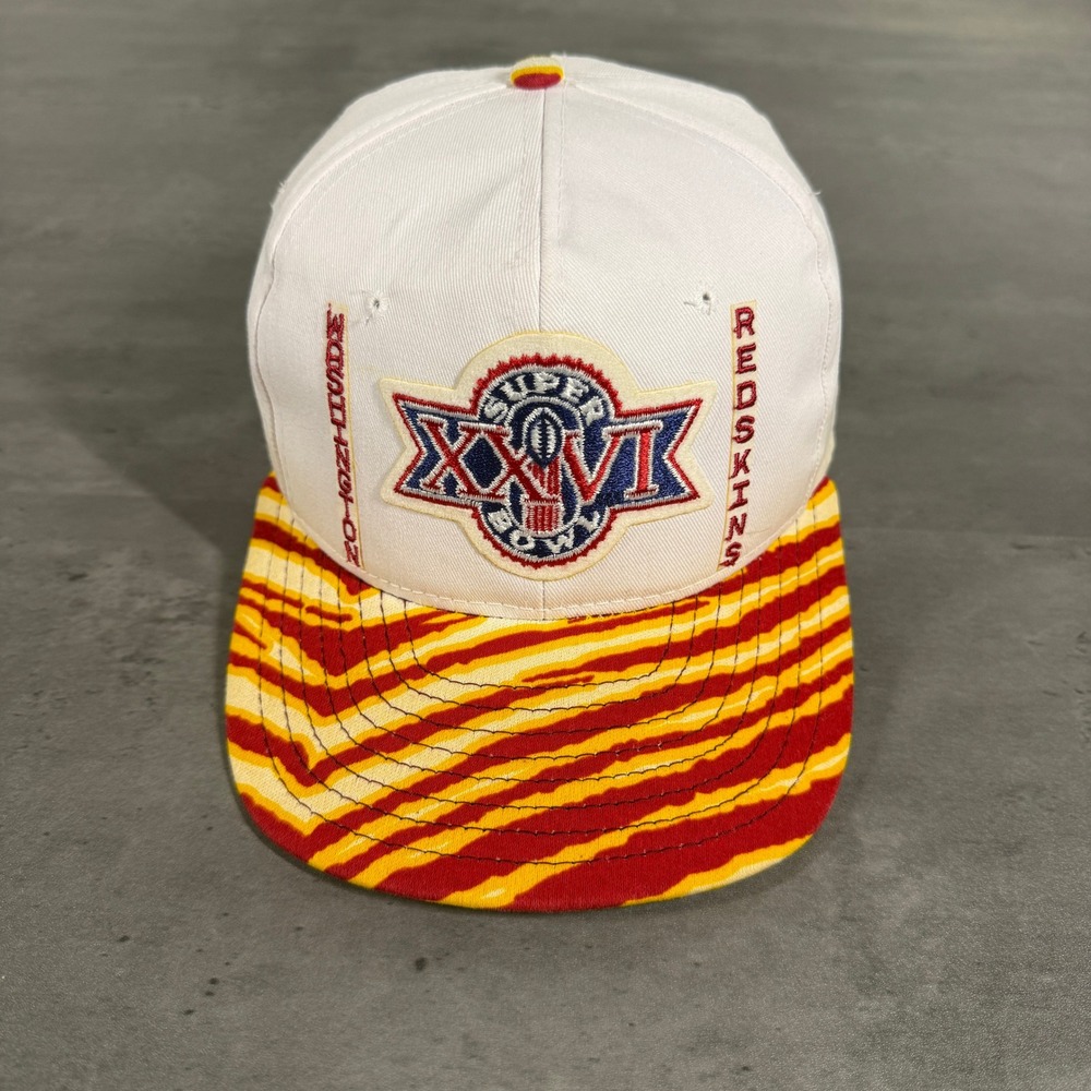 Vintage Zubaz Washington Redskins Snapback Hat Mens White Superโ Bowl XXVI NFL
